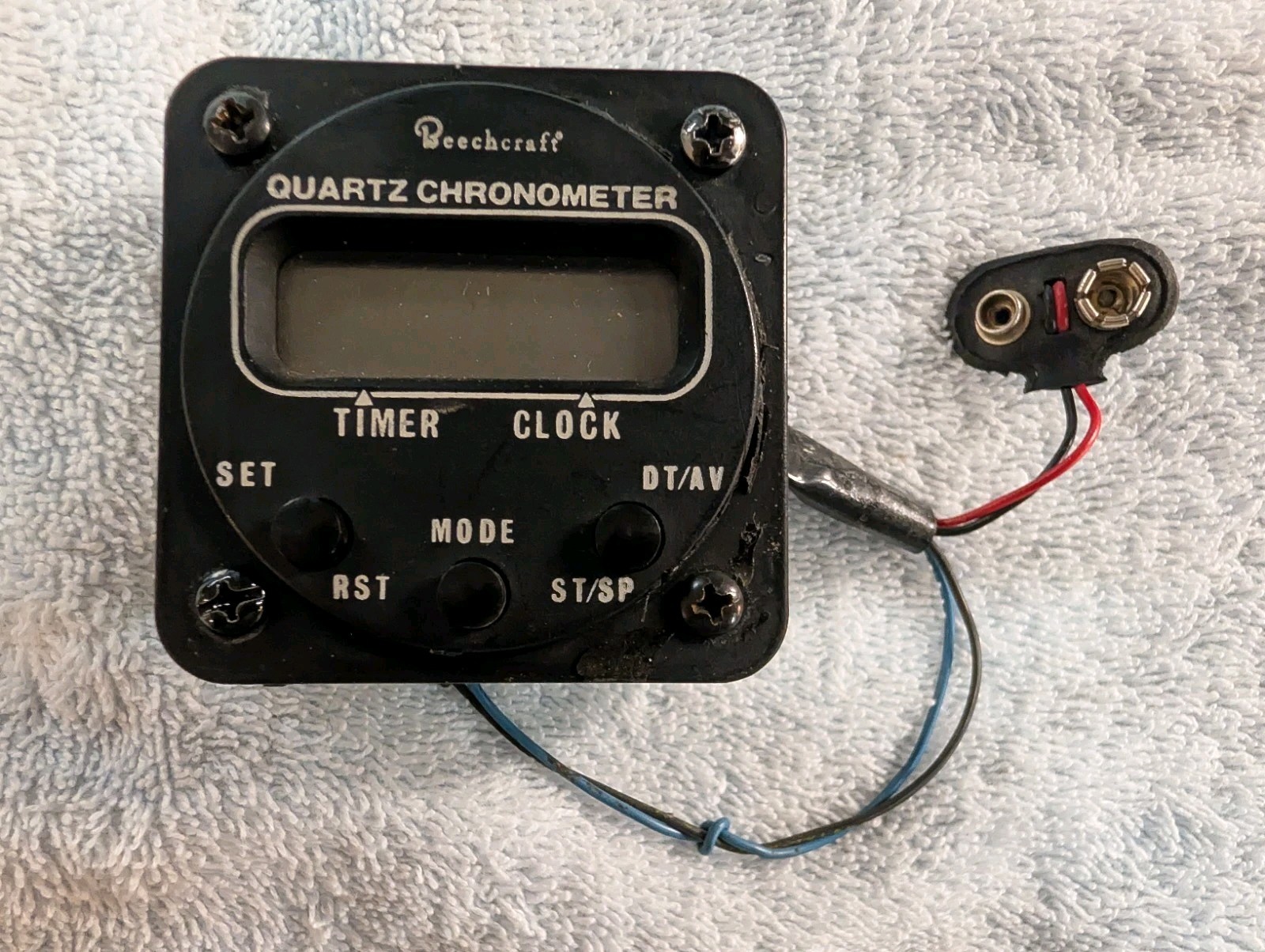 Black Beechcraft Quartz Chronometer - Tested With 9 Volt Battery See Pictures