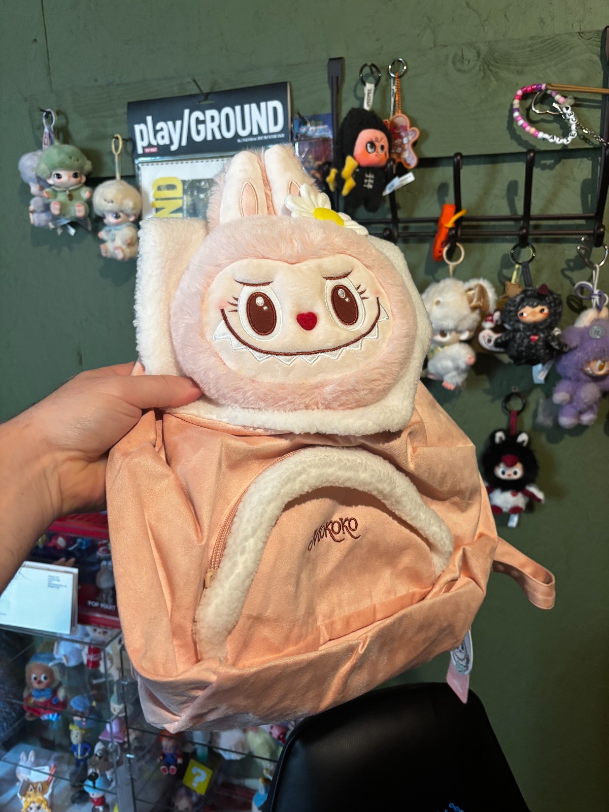 POP LAND POP MART Mokoko Plush Backpack Bag Pink Kawaii Cute Collectible New