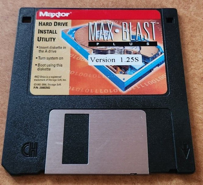 Maxtor Max Blast PLUS Version 1.25S 3.5" Floppy Disk Hard Drive Install Utility