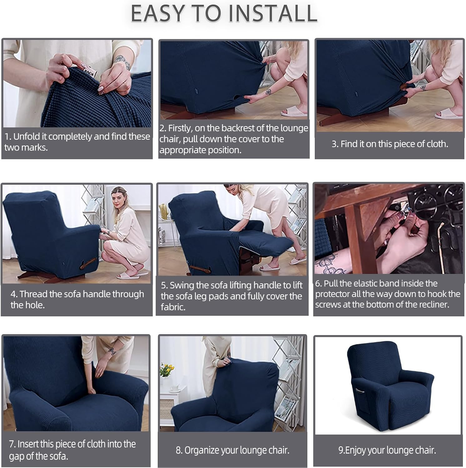 Funda de sillon reclinable estirable 1 pieza elastico protector sofa ninos