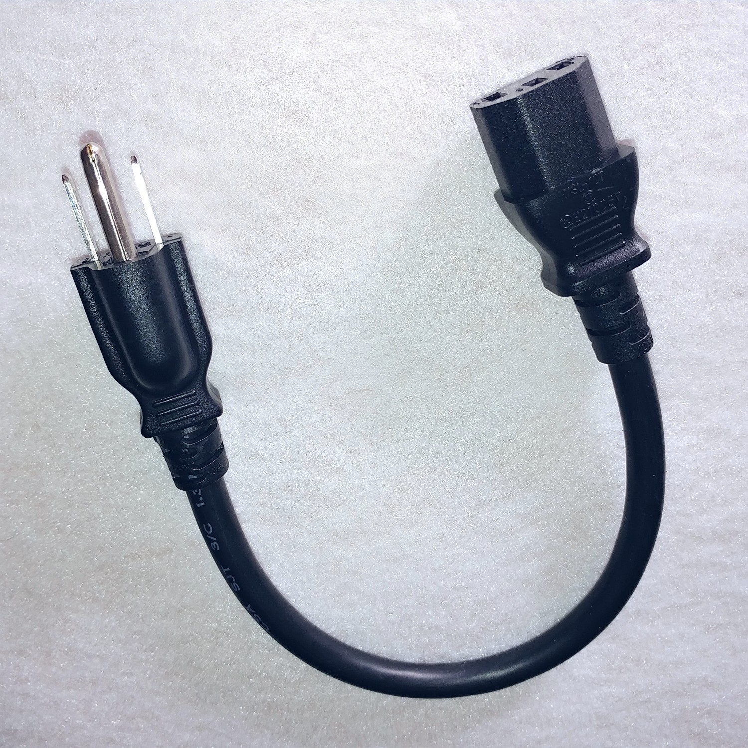 1 foot 16 awg Power Cord (IEC320 C13 to NEMA 5-15P) Cable very extra short gauge