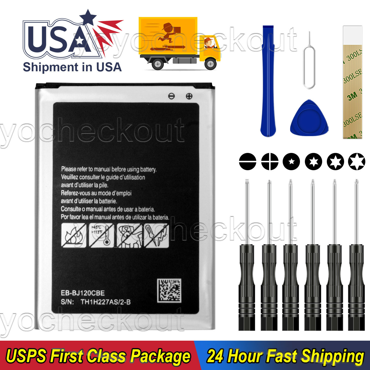 For Samsung Galaxy J1 2016 Duos SM-J120H/DS Battery EB-BJ120CBE EB-BJ120CBU Tool