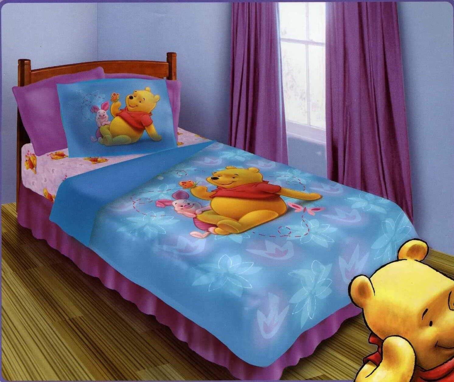 BRAND NEW OFFICIAL DISNEY WINNIE THE POOH 4 PIECES TWIN BED COMFORTER SET