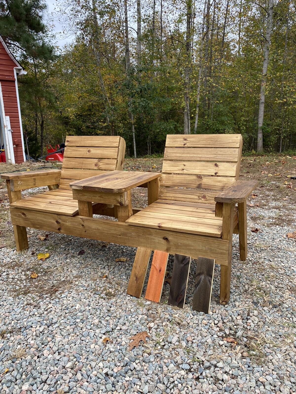 Wooden Bench With Table