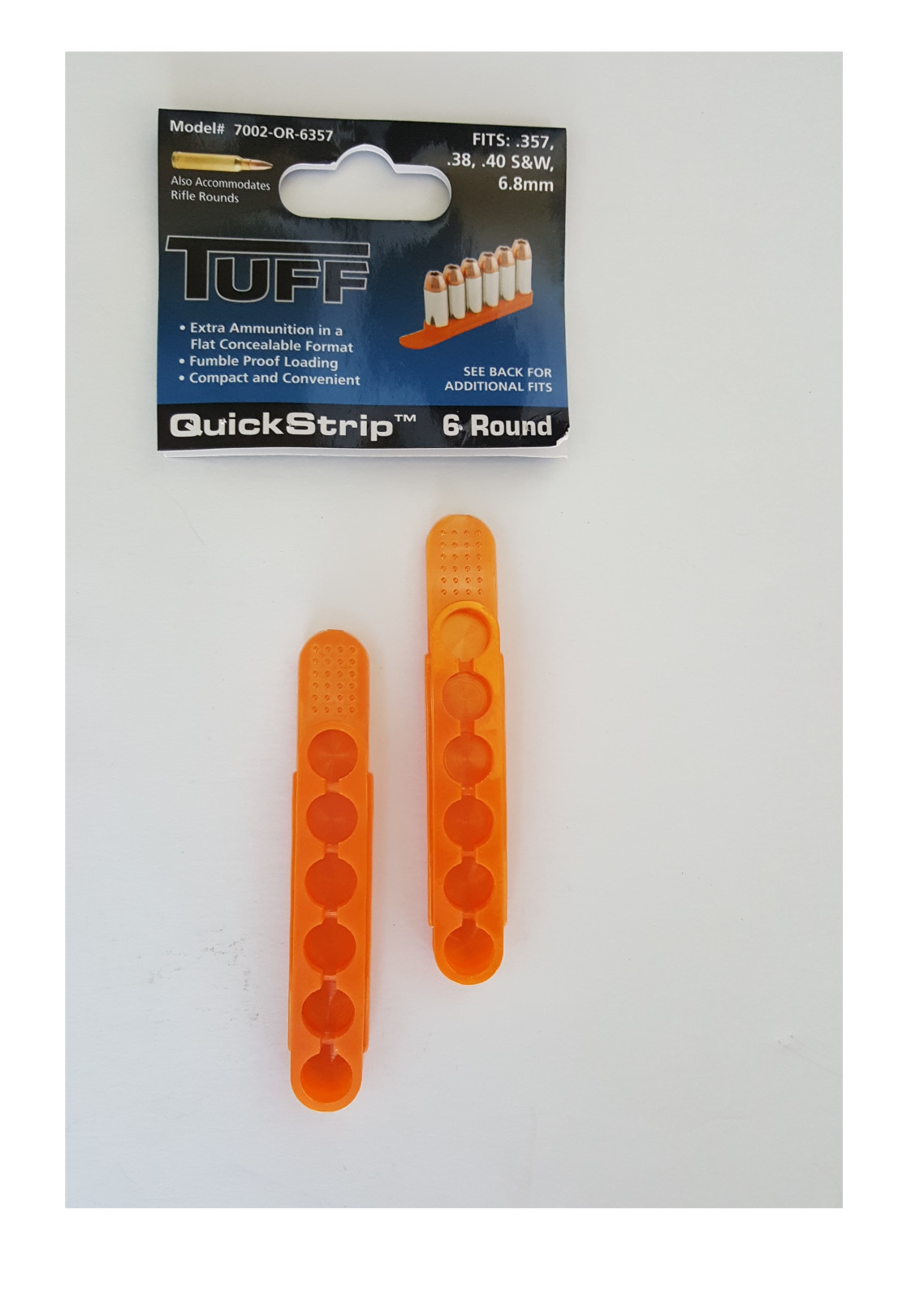 Tuff Products 38 357 40 Speed Quick Strip Revolver Loader - 6 rd 2 Pack - ORANGE
