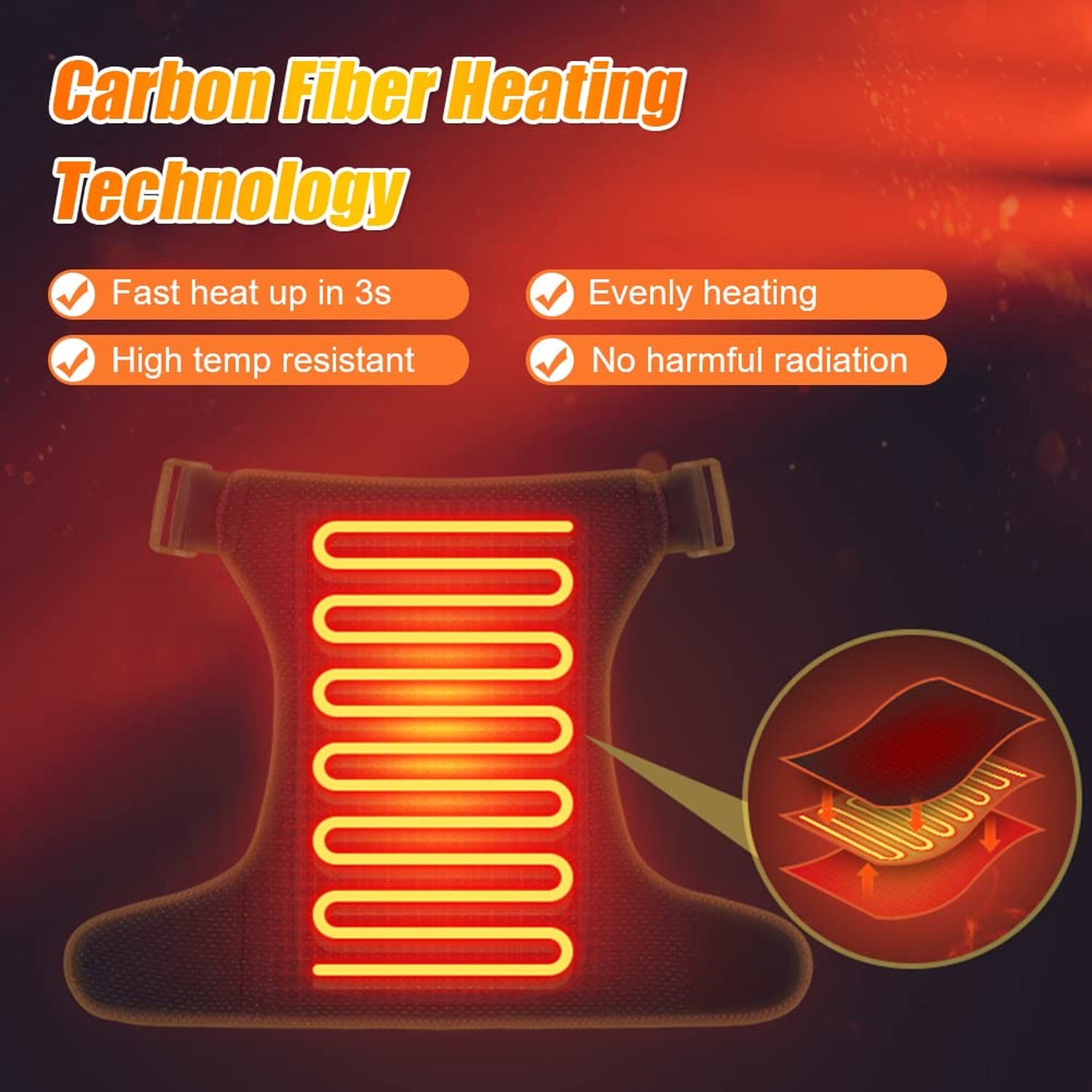 110V Electric Heated Shoulder Wrap, Shoulder Heating Pad Large Heating Area S...