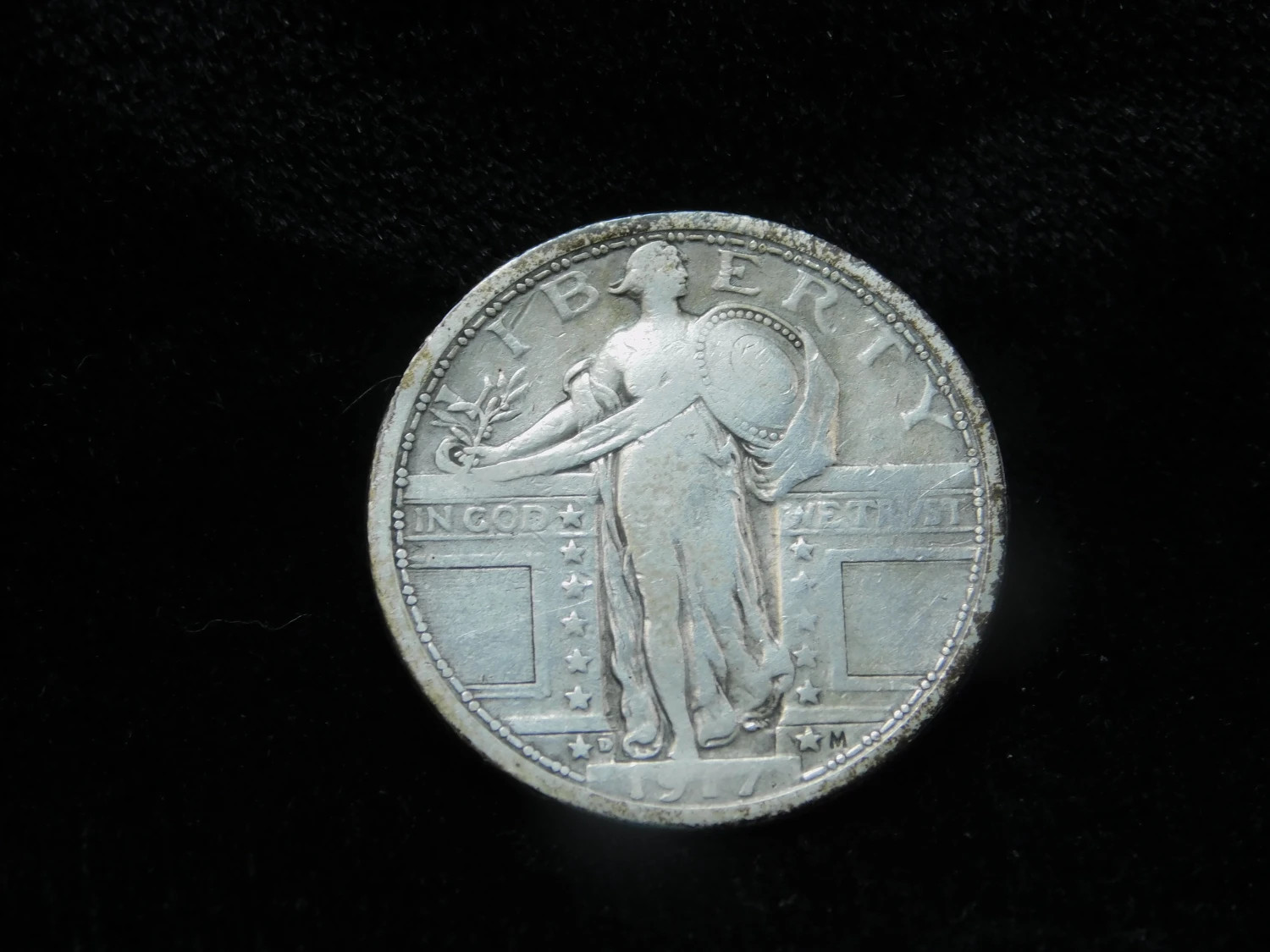 1917-D 25c Standing Liberty Silver Quarter - Type 1