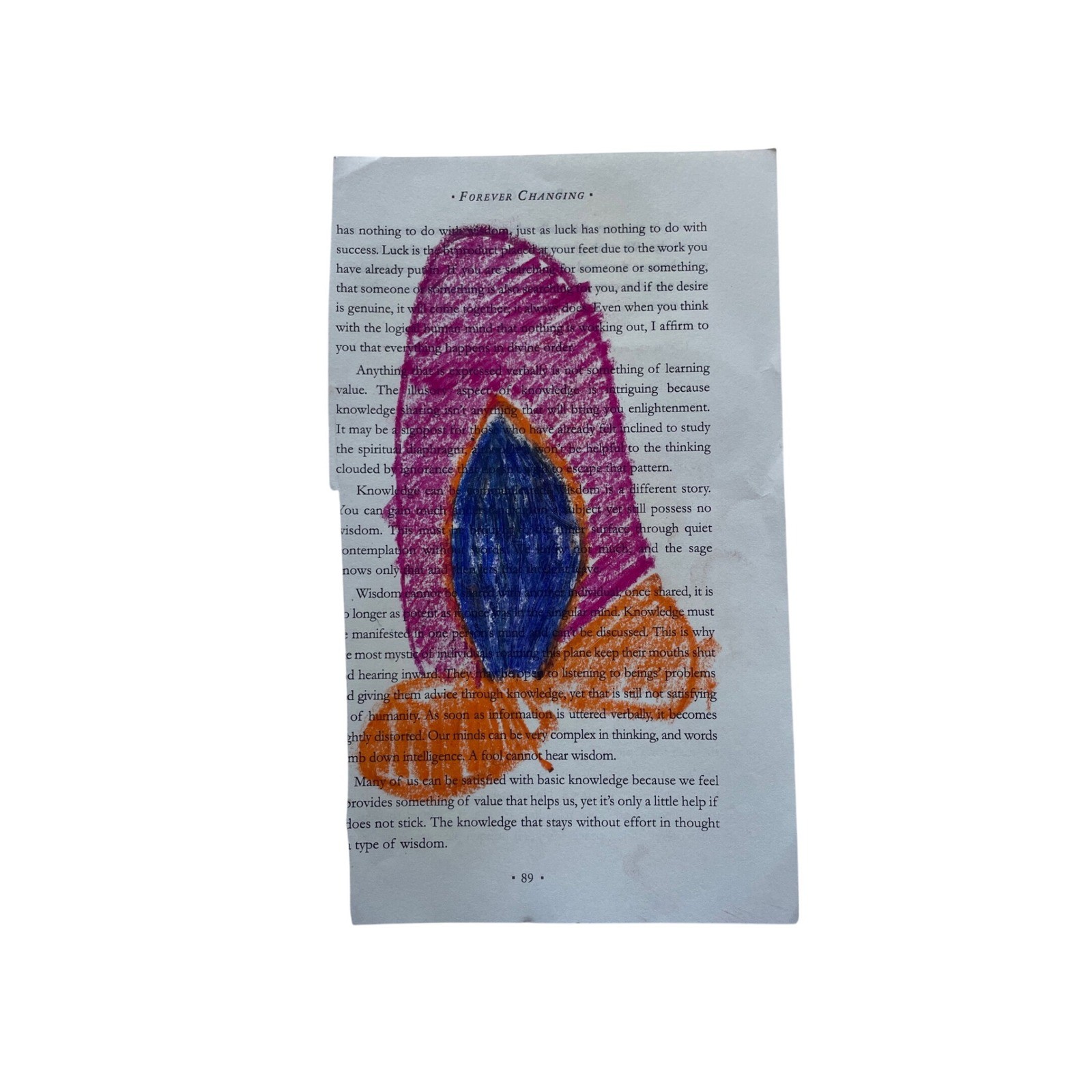 Unique Art Piece Journal Page Hand Drawn Floral Flame Design