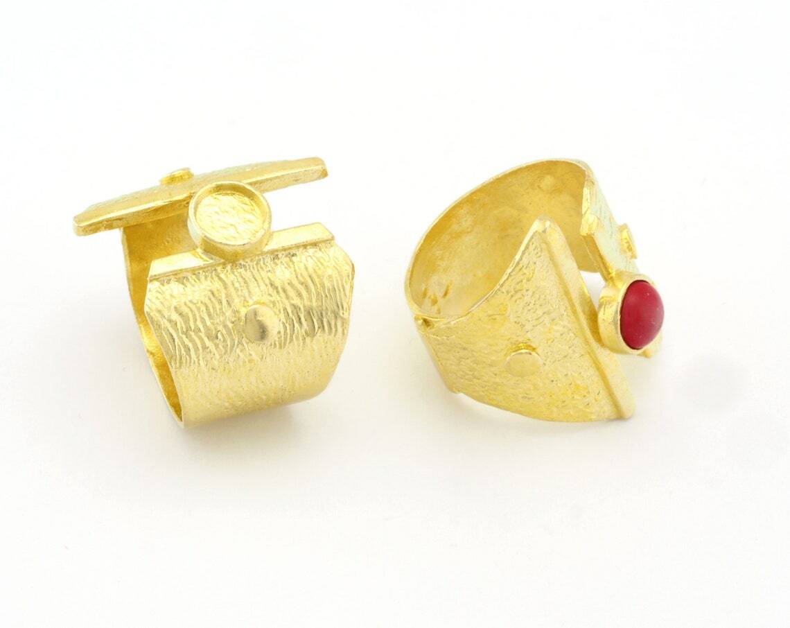 Adjustable Ring Bezel Setting Raw Brass 6 mm Round Setting 7-9USinner size 4784