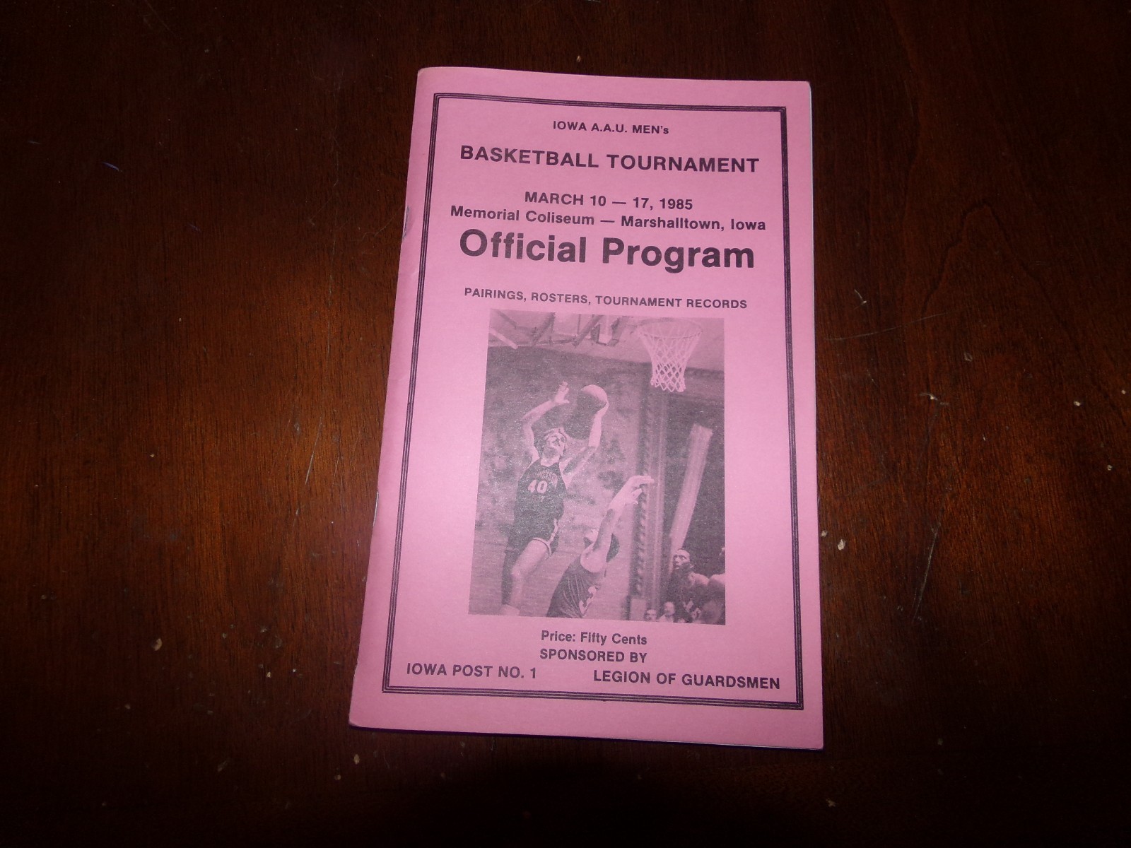 1985 Iowa AAU Men's Basketball Tournament Official Program Marshalltown Iowa