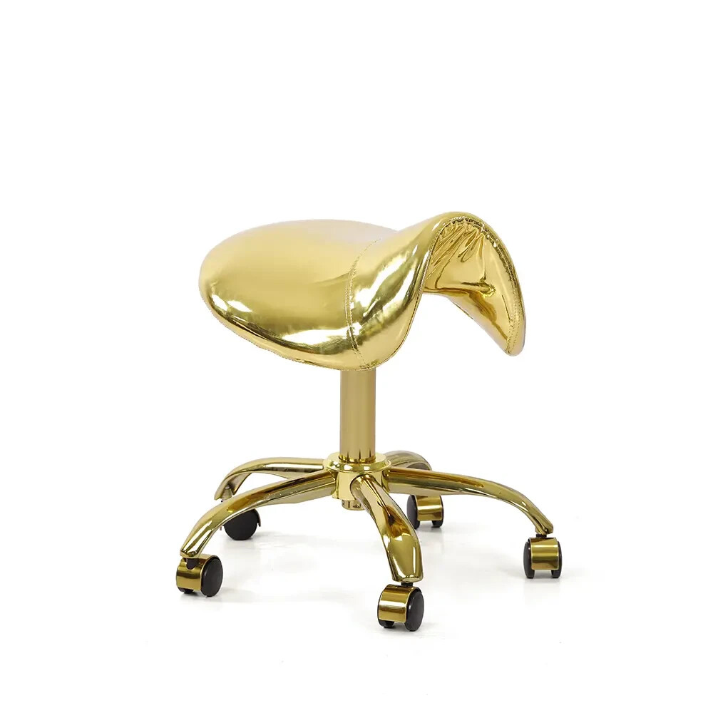 Hydraulic Saddle Stool Gold Rolling Swivel Chair with Wheels Adjustable stool