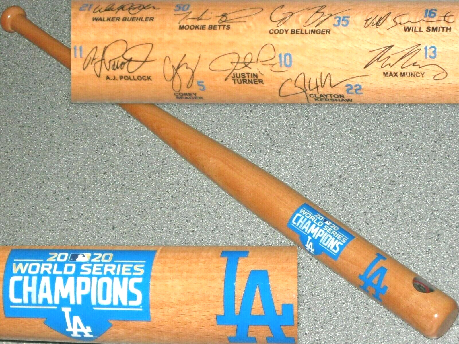 LOS ANGELES DODGERS~2020 WORLD SERIES CHAMPIONS~MINI BASEBALL BAT (9) SIGNATURES