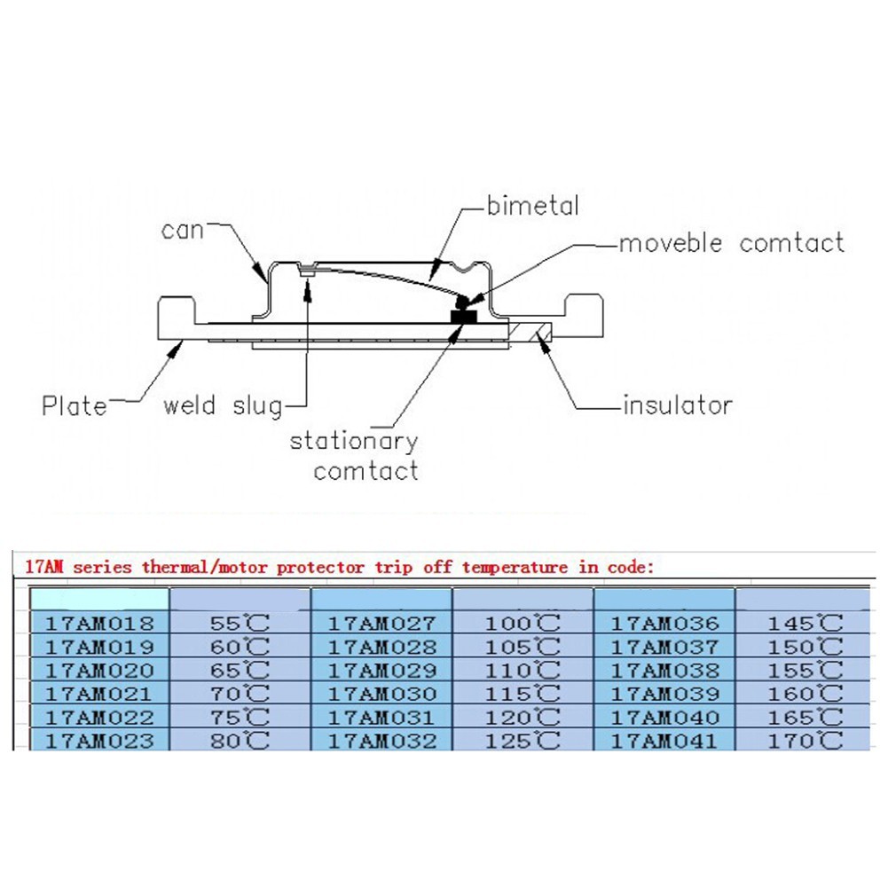 10pcs KSD9700 Thermal Protector Normally Closed for Motor Applications