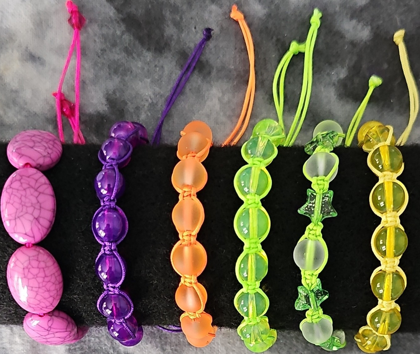 Set of 6 Adjustable Cord Beaded Bracelets Multicolor Unisex Fashion Charm