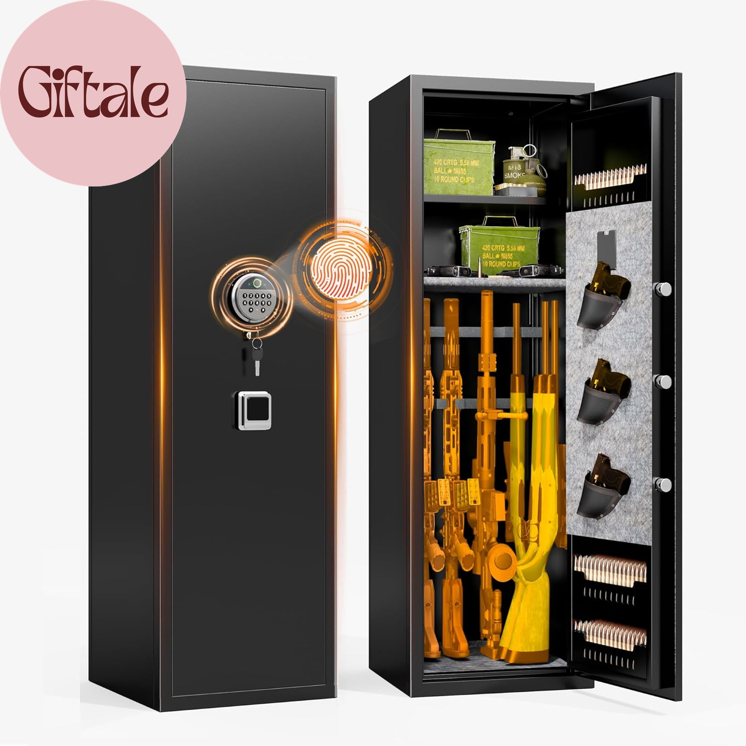 [No Assembly Required]10-12 Gun Safe for Home Rifle and Pistols,Fast Biometric F