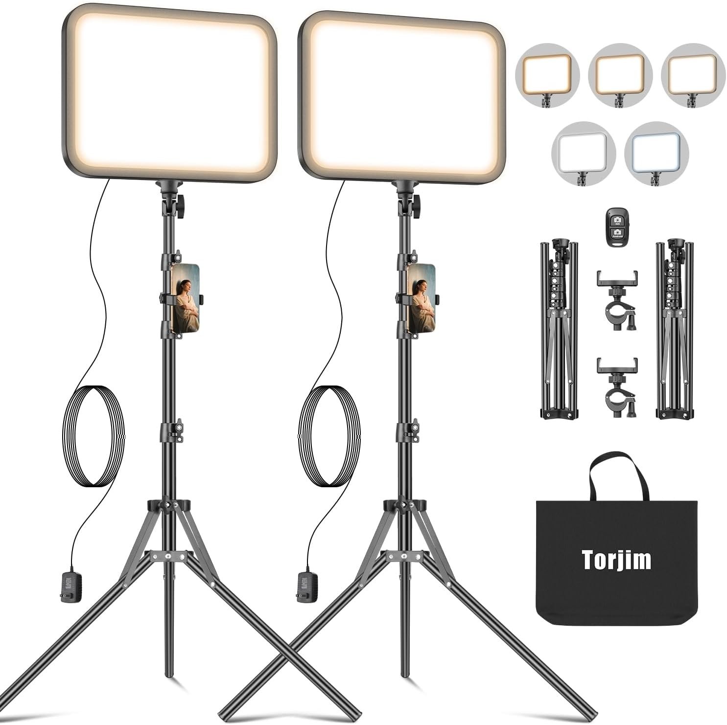 12'' Adjustable LED Studio Lights with Tripod for Professional Photography