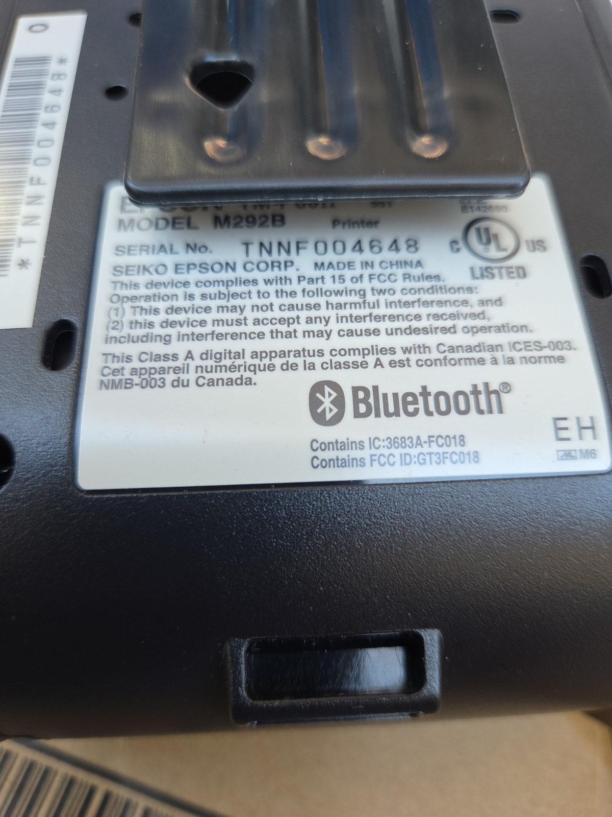 Epson TM-P60II M292B Bluetooth Thermal Receipt Printer w/Battery
