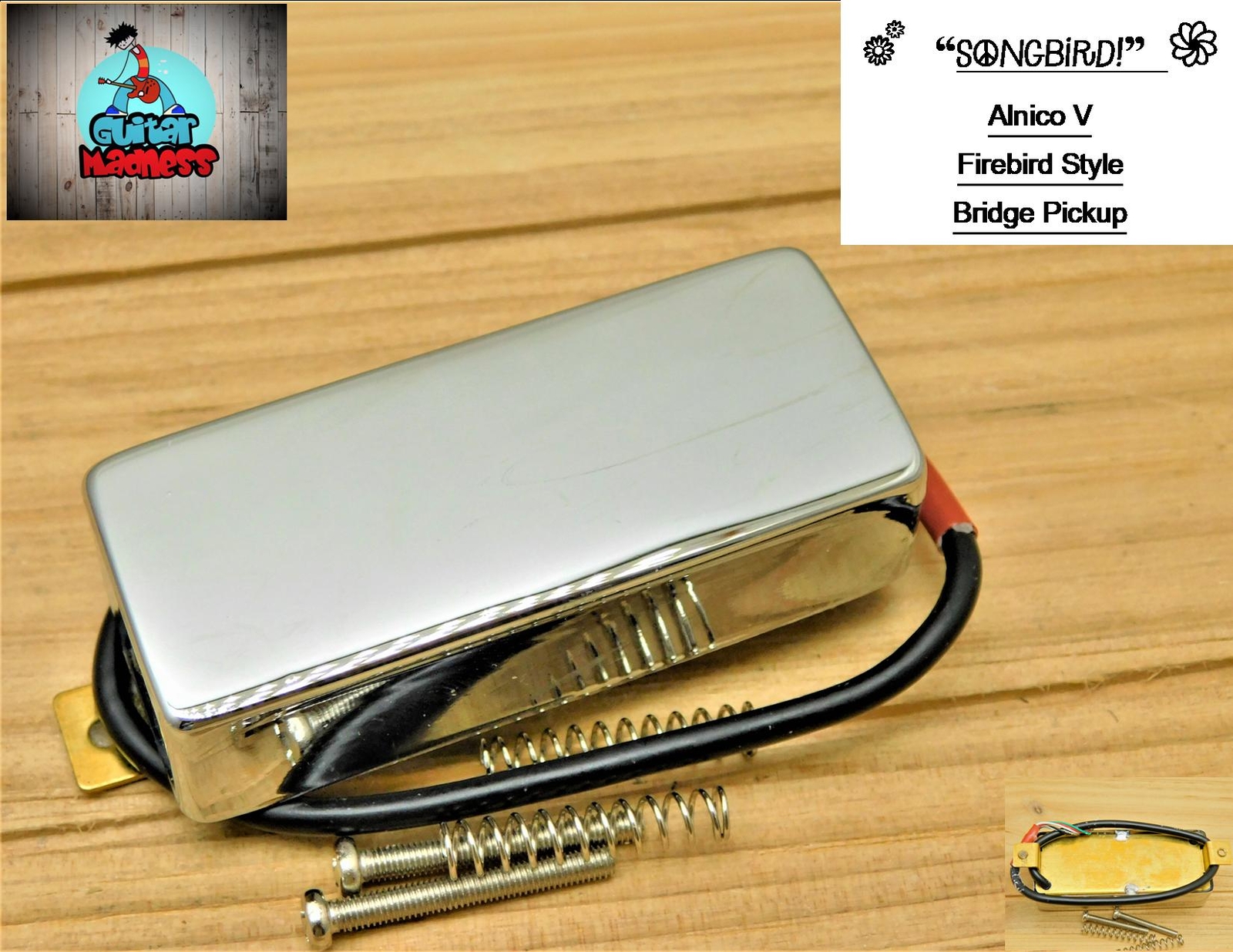 G.M. SongBird Firebird Type Bridge Pickup Alnico 5 Magnets Chrome
