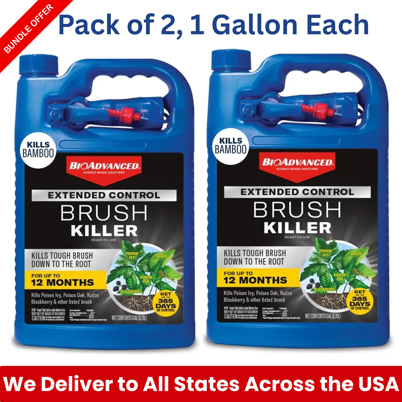 BioAdvanced Extended Control Brush Killer Spray Ready to Use- 1 Gallon Pack of 2