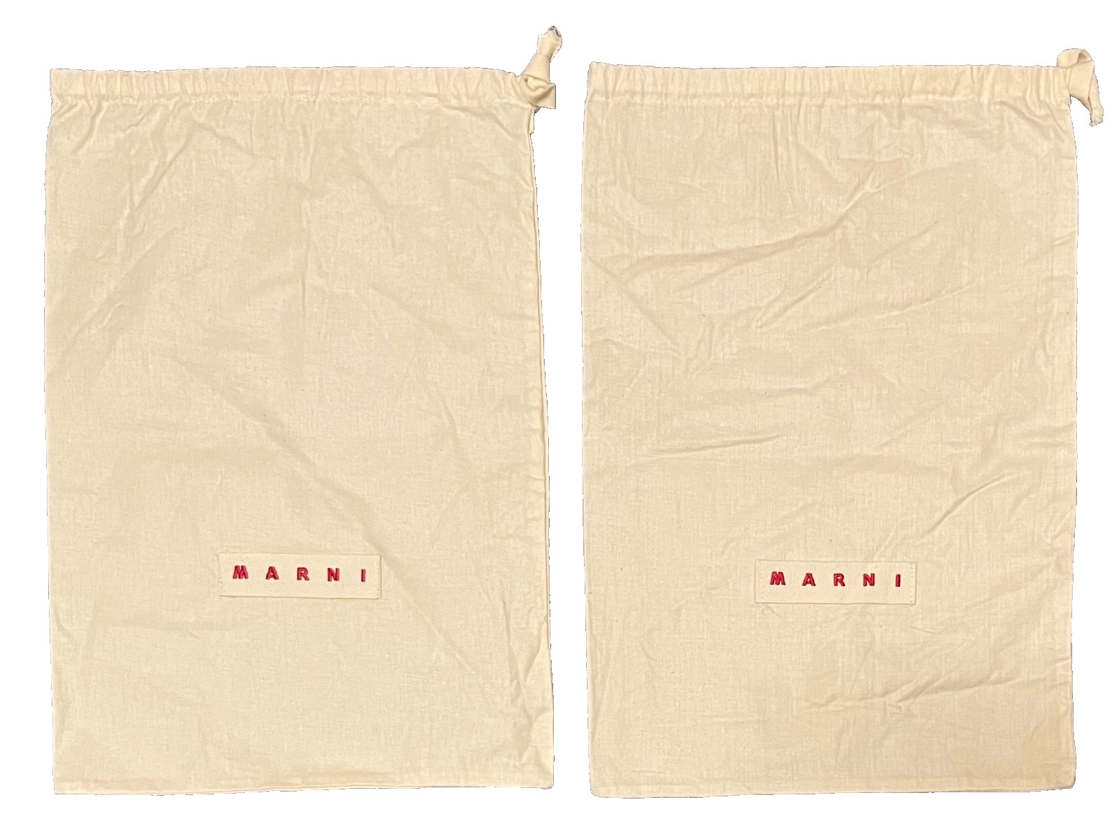 MARNI Dust Bag Lot Handbag Shoe Travel Storage Drawstring Pouch 10x14 Cream Pair