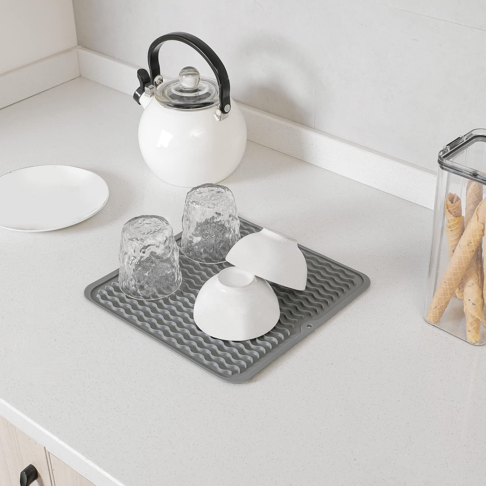 Silicone Dish Drying Mat for Multiple UsageEasy cleanEco-friendlyHeat-resista...