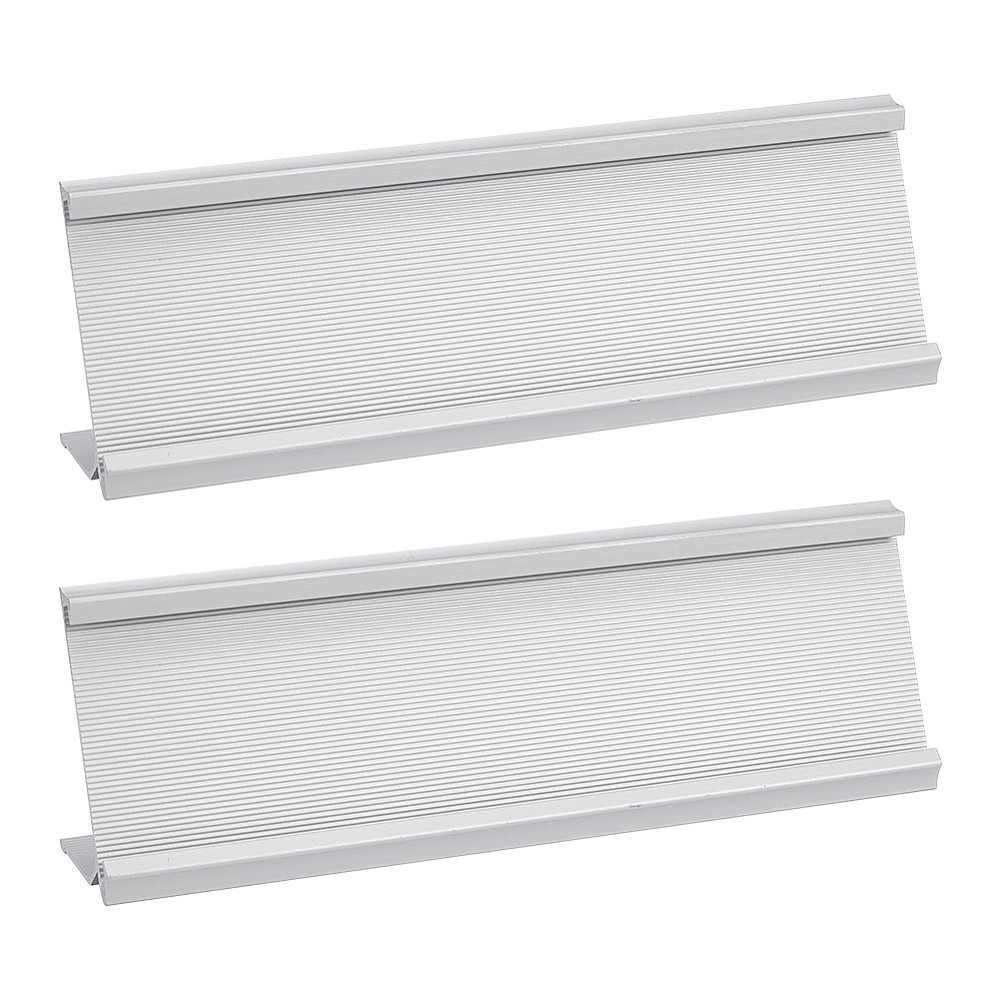 2pcs 7 x 2 inch Aluminum Desk Name Plate Holder Office Business White L-shaped