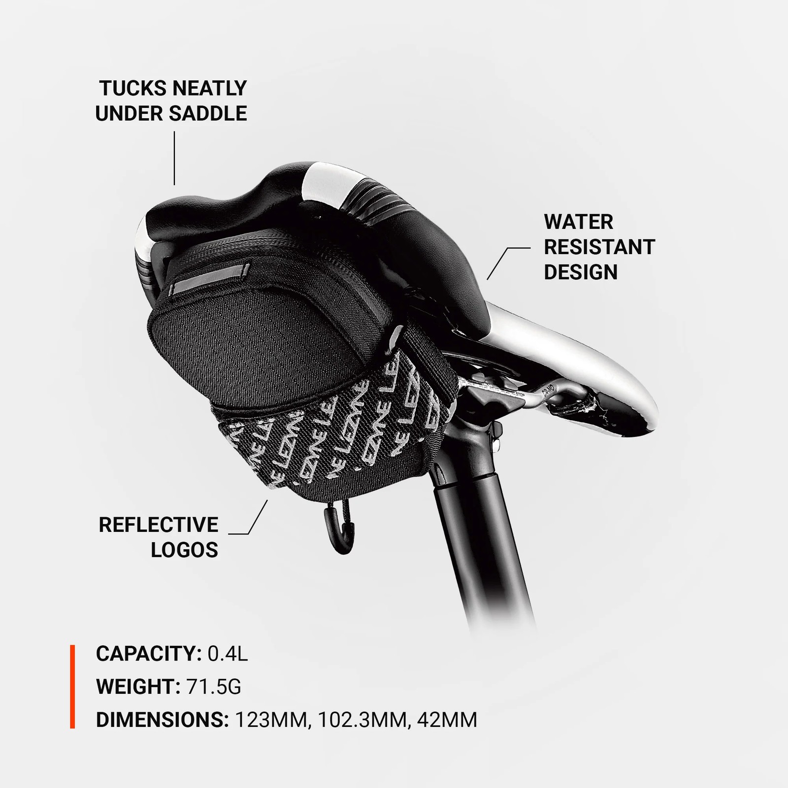 Lezyne Road Caddy Saddle Bag - 1.2 L Single Strap Compact Black