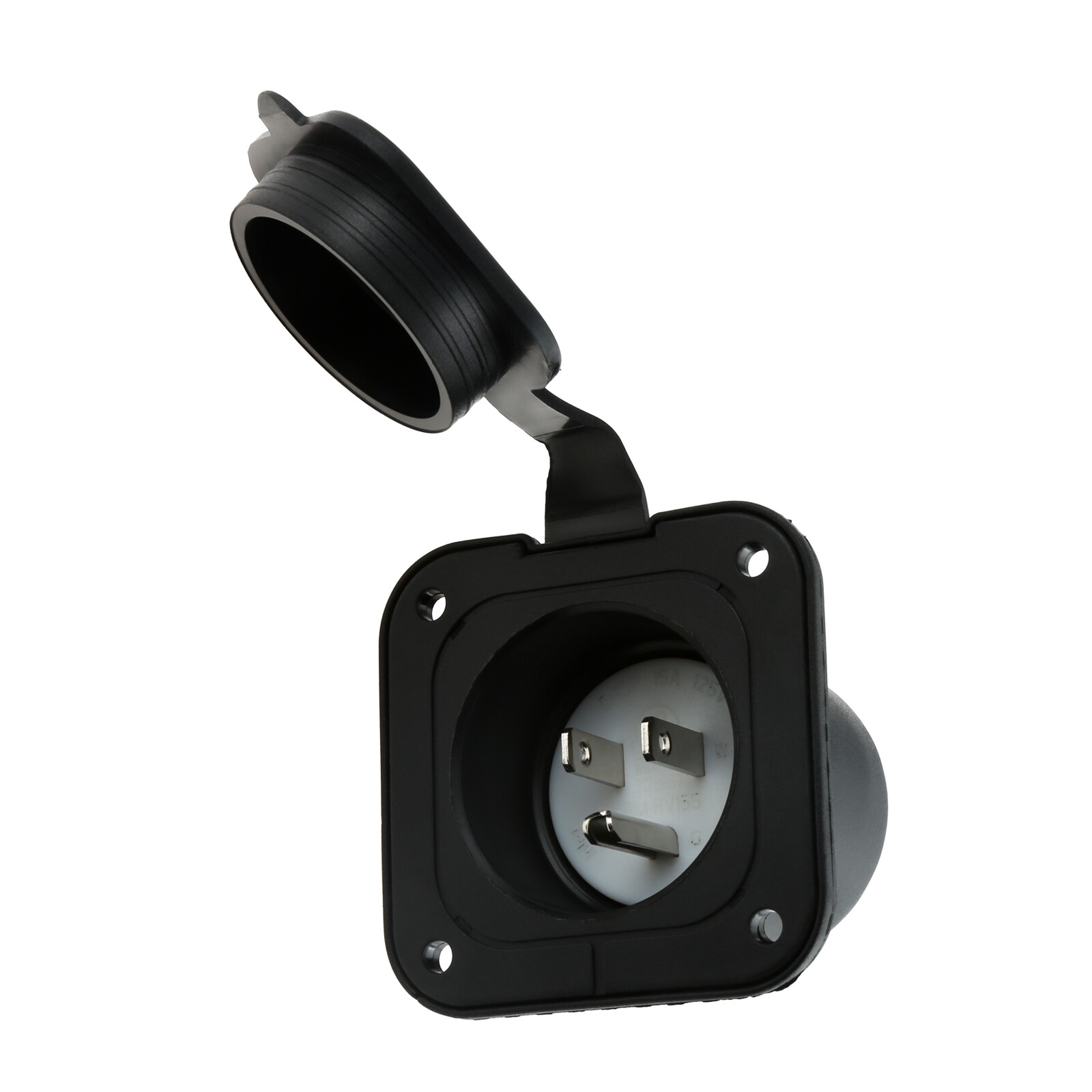 Waterproof 15 Amp Flanged Inlet 125V NEMA 5-15 RV Shore Power Inlet Plug Port