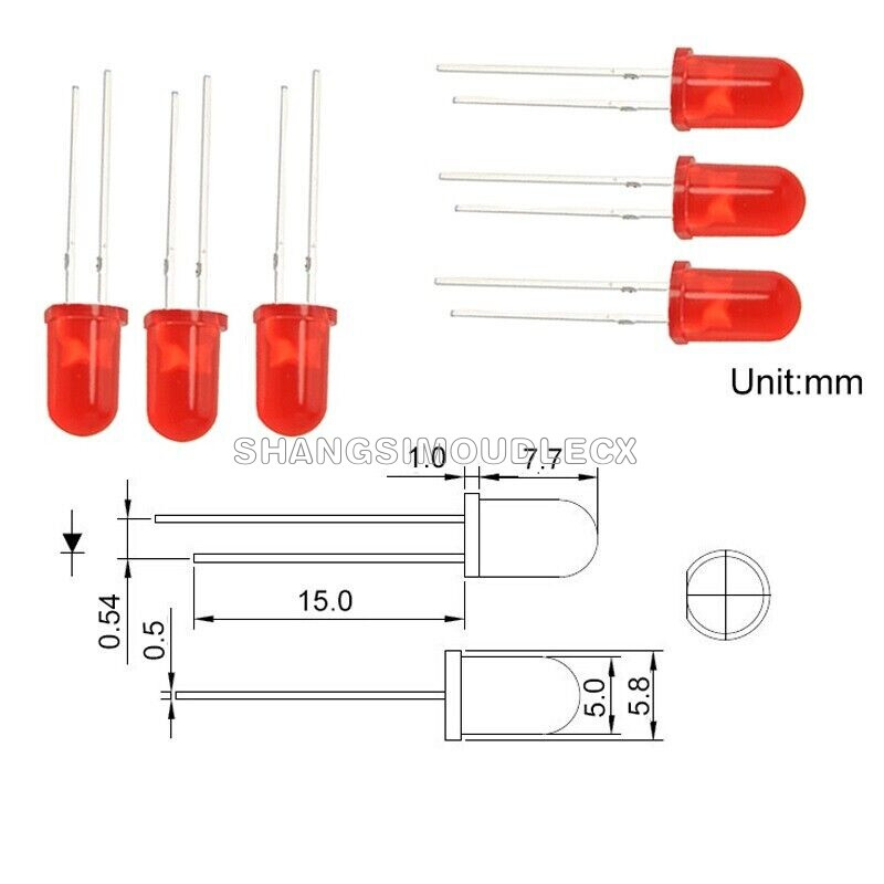 100pcs LED 5MM RED COLOR RED LIGHT Super Bright Bulb Lamp