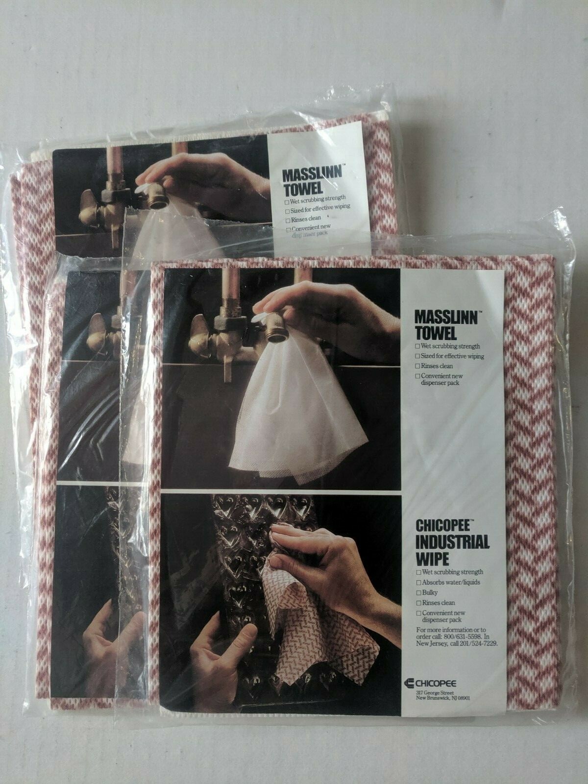 Masslinn Towel Chicopee Industrial Wipe Cloths Pack of 3 New Wet Scrubbing