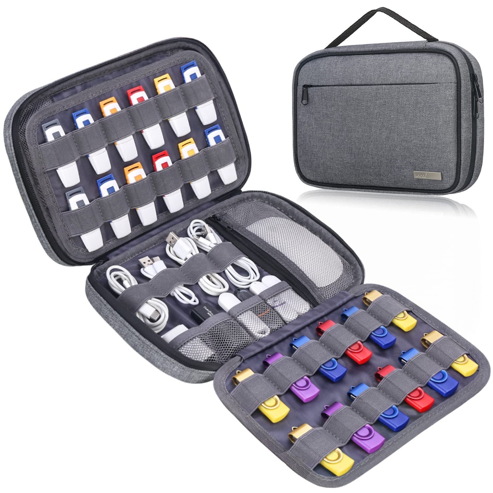 Lacdo USB Flash Drive Case Thumb Holder Organizer Portable Gray