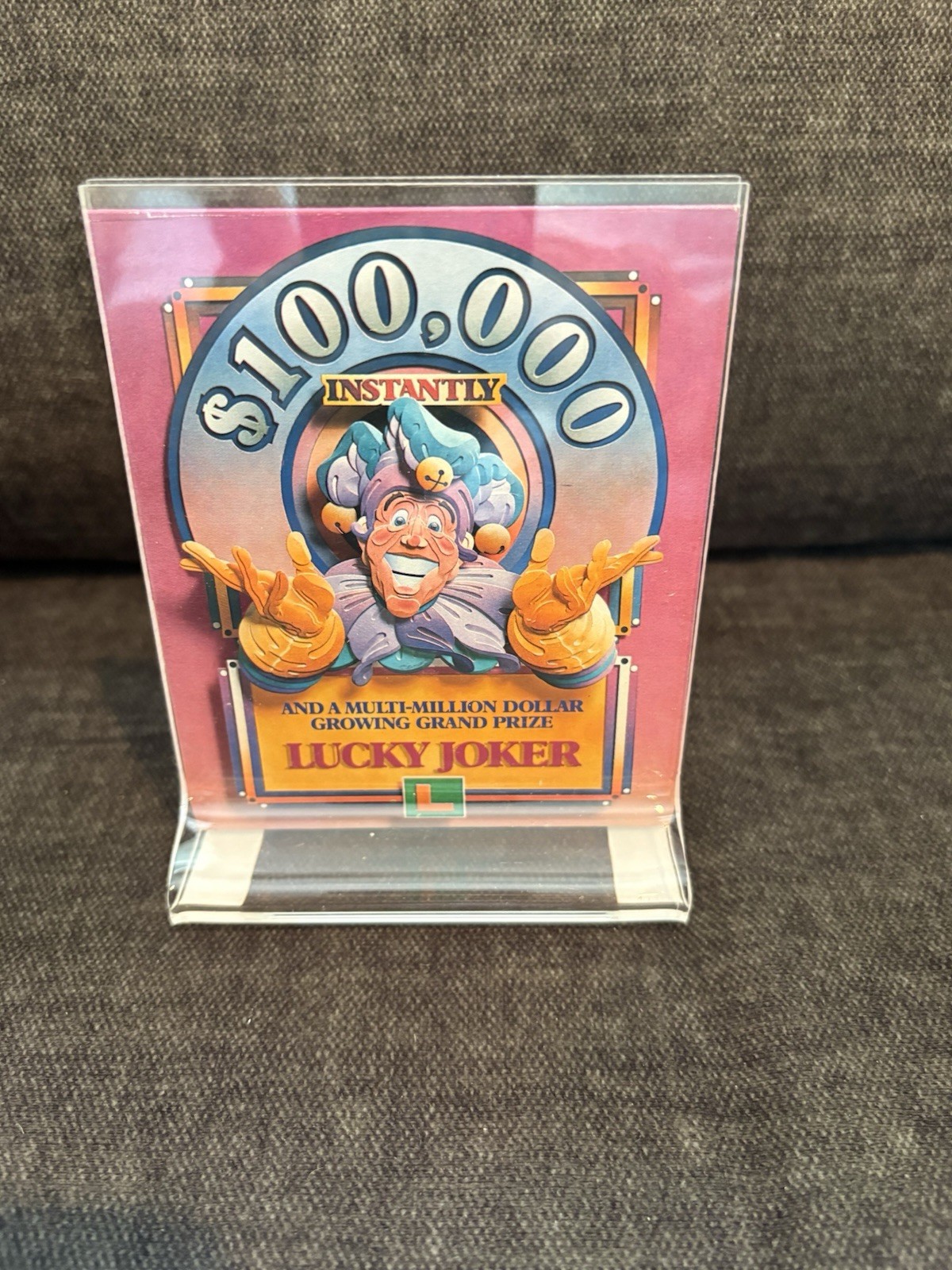RARE🇺🇸1980sVINTAGE CALIFORNIA LOTTERY STORE COUNTERTOP DISPLAY/LUCKY JOKER👀