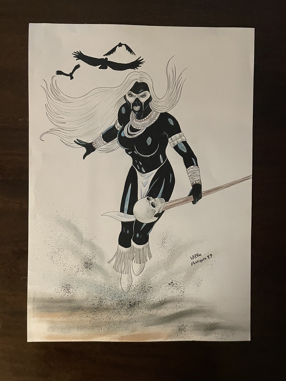West Crow Original Drawing art Wilton  Marques artist 11x17 Benes Studios