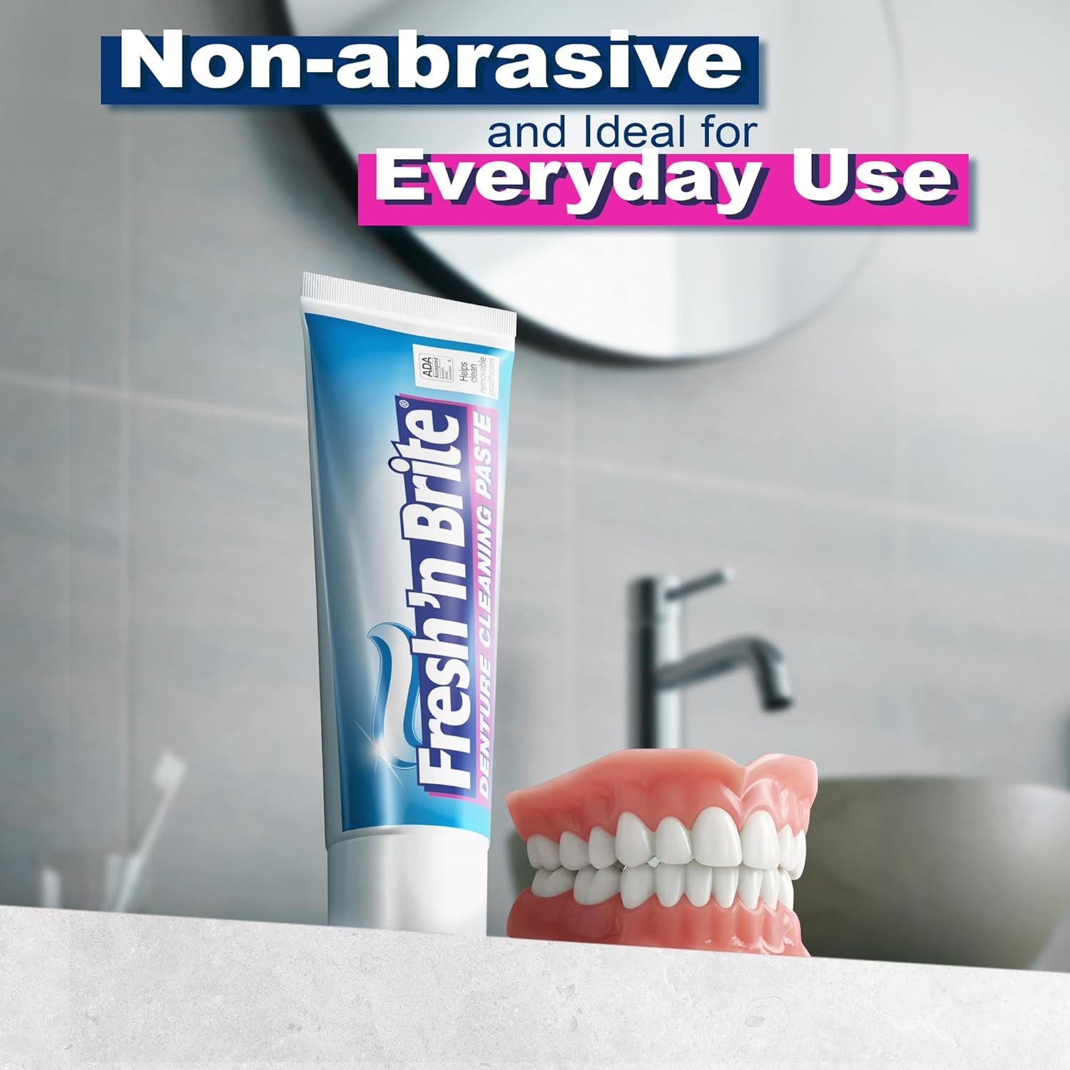 Denture Cleaner Paste—Ada Accepted Dual Action Formula for Fresh Breath & Gen...