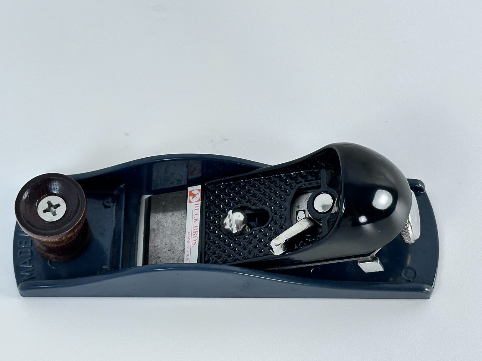 Buck Bros USA 7" Deluxe Block Plane With Angle Adjuster Blue Vintage