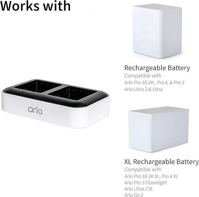 Arlo VMA5400C Dual Battery Charge Station for Arlo Ultra, Ultra 2, Pro 3, pro 4