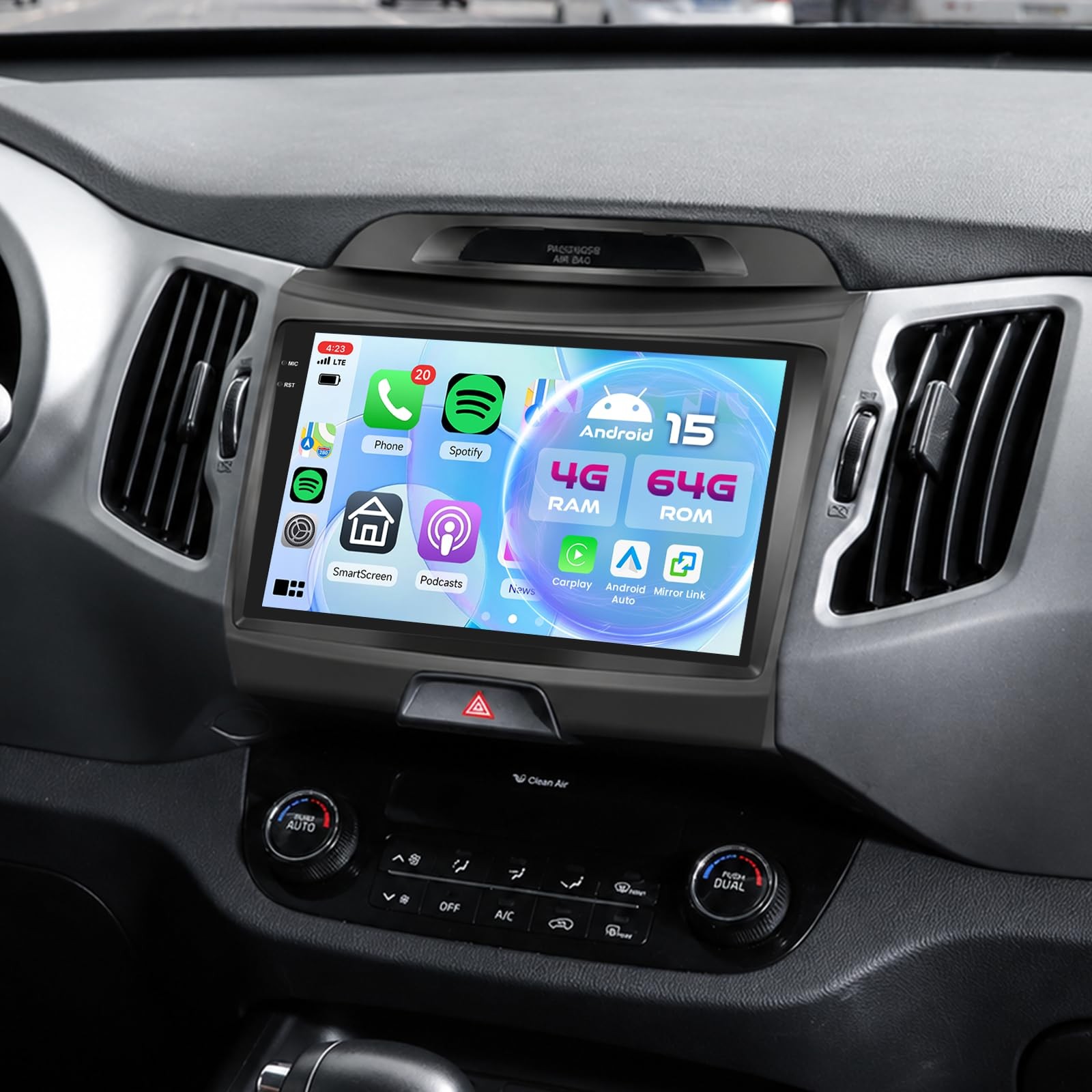 9" Touchscreen Wireless Carplay Android Auto Stereo for 2010-2016 Kia Sportage