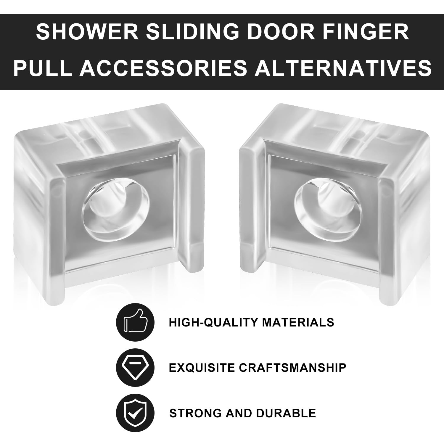 PEUTIER 2pcs Sliding Door Finger Pull, Clear Acrylic Glass Medium,