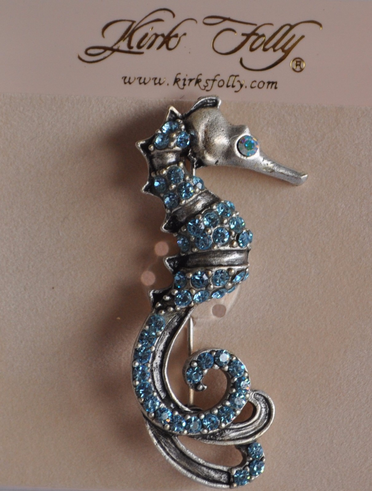 KIRKS FOLLY SEA HORSE PIN  IN  ANTIQUE SILVER TONE