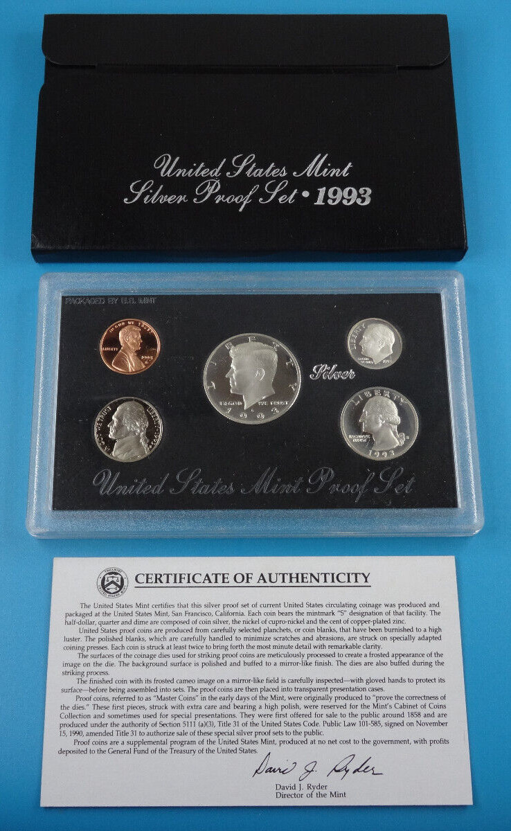 1993-S US Mint Silver Proof Set 5 Coin Set OGP Original Government Packaging
