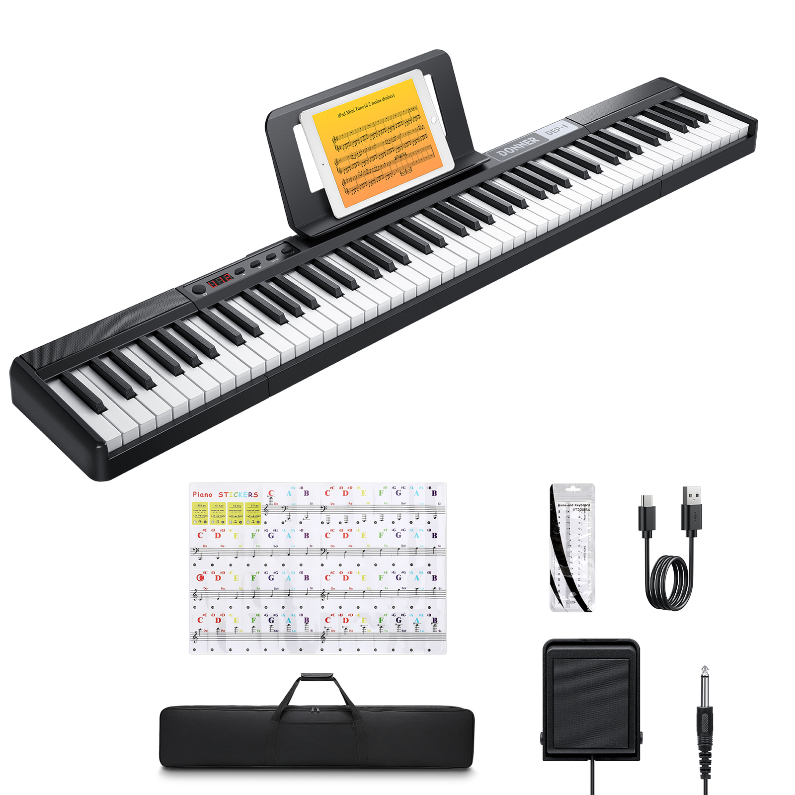 Donner DEP-1 Digital Piano 88 Key Portable Piano With Sustain Pedal Carry Case