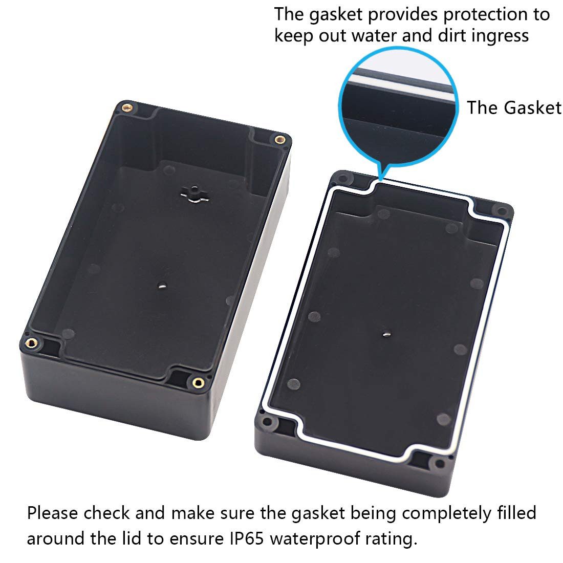 Zulkit Waterproof Plastic Project Box ABS IP65 Enclosure Black
