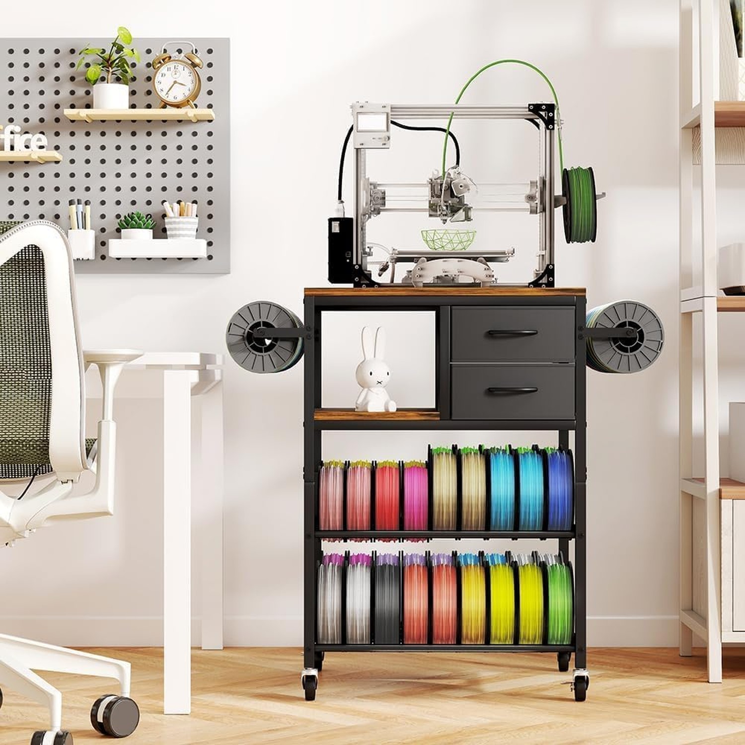 3D Printer Stand with Filaments Storage, Rolling 3D Printer Table Filament St...