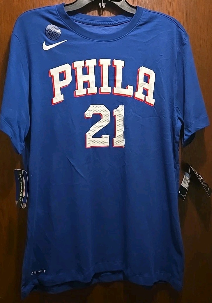 Nike Dri Fit Joel Embiid Philadelphia 76ers T Shirt Jersey Mens XL 21 Sixers NWT