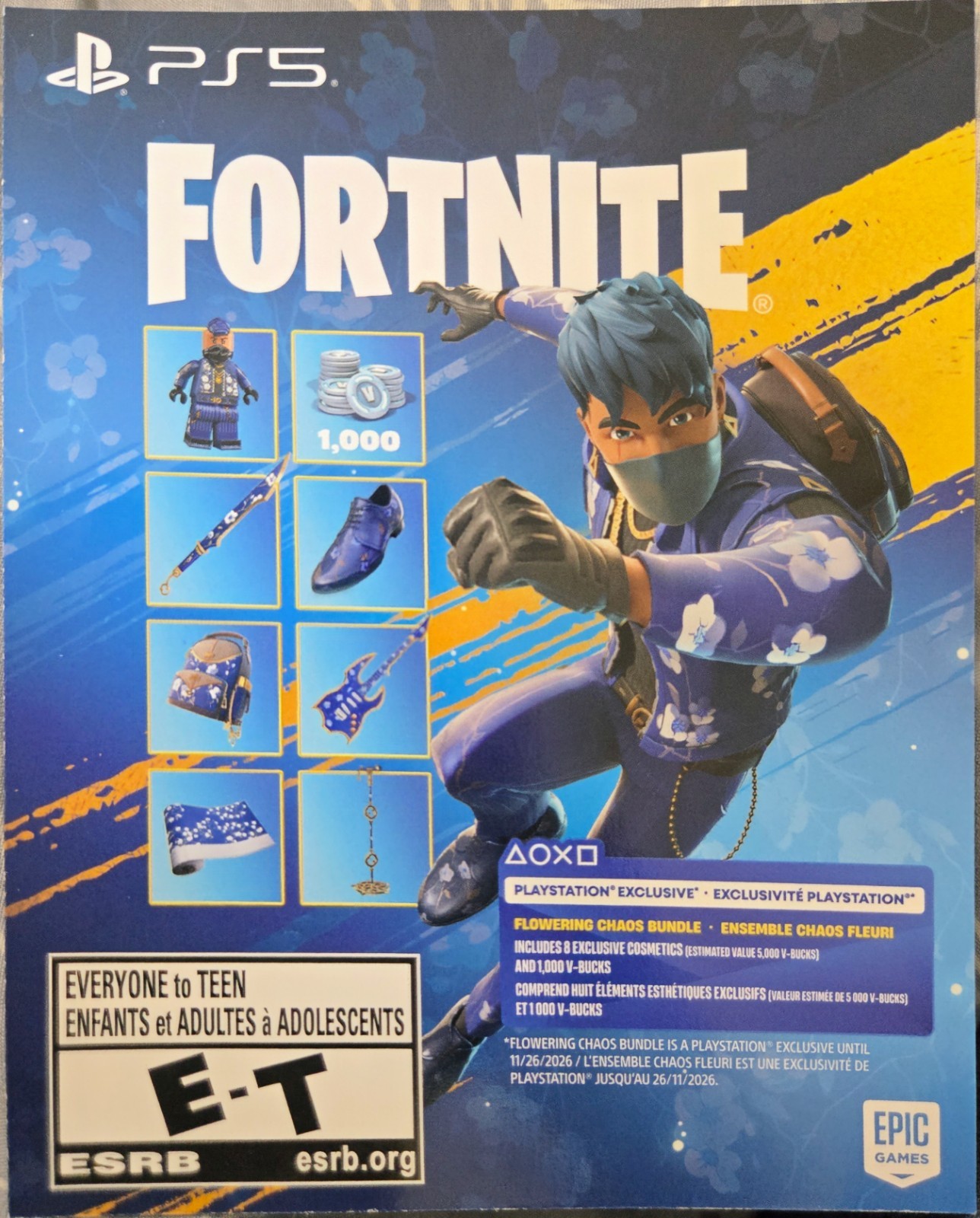 UNSCRATCHED PS5 Fortnite DLC: Fortnite Flowering Chaos Bundle FREE SHIP