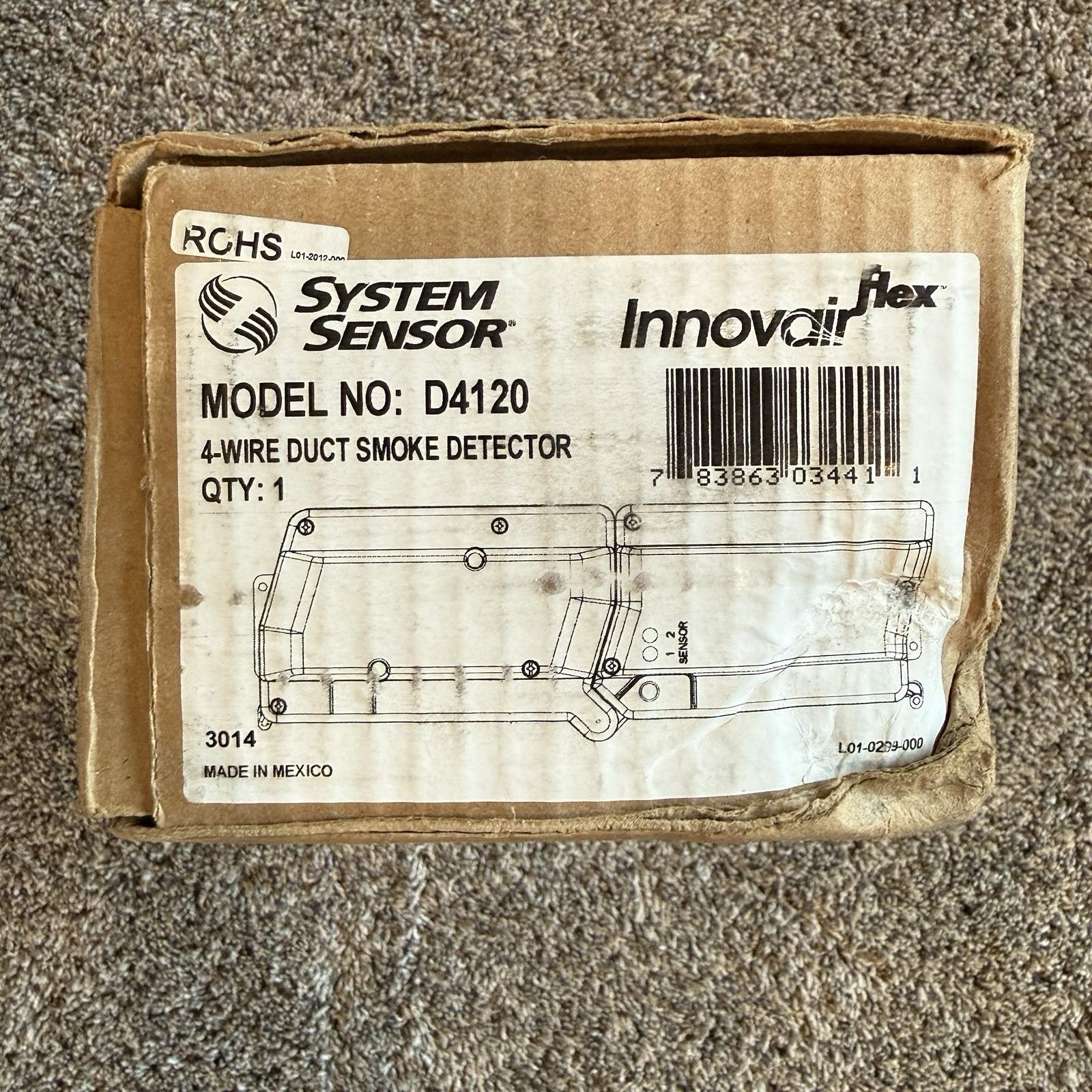 System Sensor D4120 4 Wire Photoelectric Duct Smoke Detector