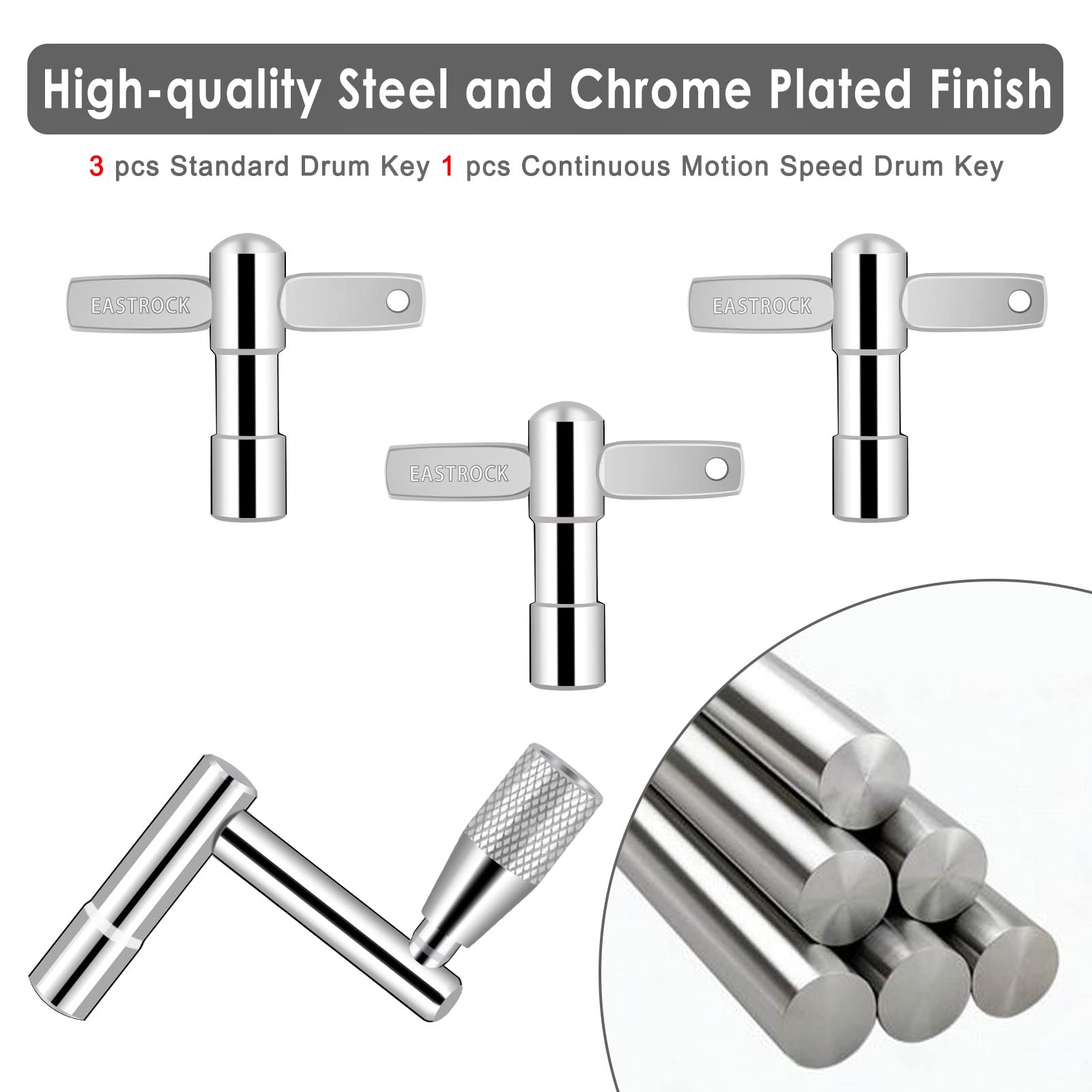 Drum Keys 3Pack Drum Tuning Key with Continuous Standard Motion Speed key,Uni...