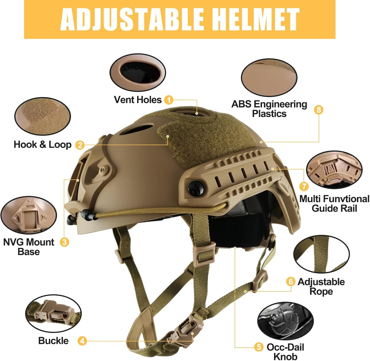 Airsoft Helmet Tactical PJ Type Adjustable Fast Lightweight Combat Gear
