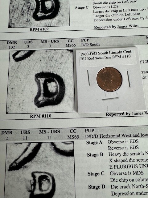 1960-D D/D South SMALL DATE Lincoln Cent RPM BU Red RPM #110