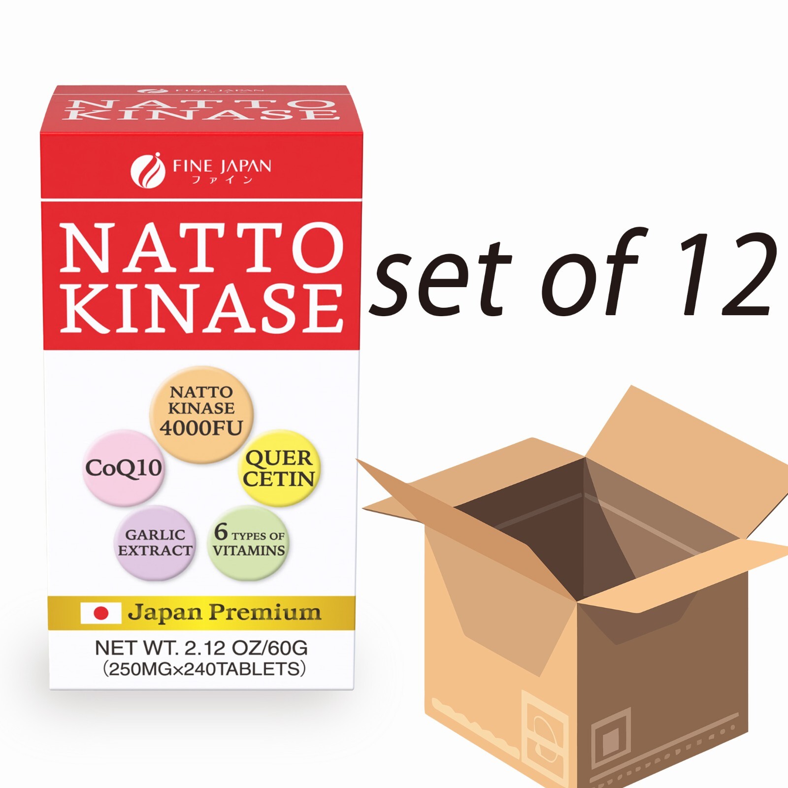 Fine Japan Nattokinase 4000FU  blood pressure 240 tablet 12bottle
